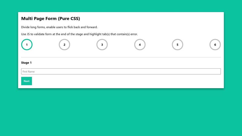 Multi Page Form (Pure CSS)