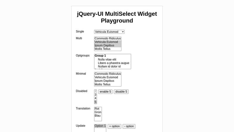 jQuery-UI MultiSelect Widget testing