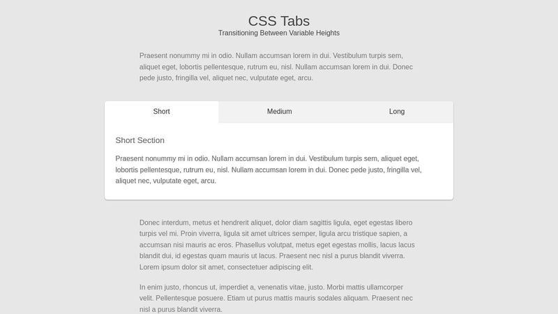 Transitioning Between Variable Heights with CSS Tabs