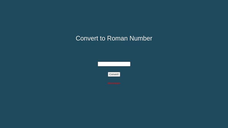 Convert Numbers to Roman Numeral