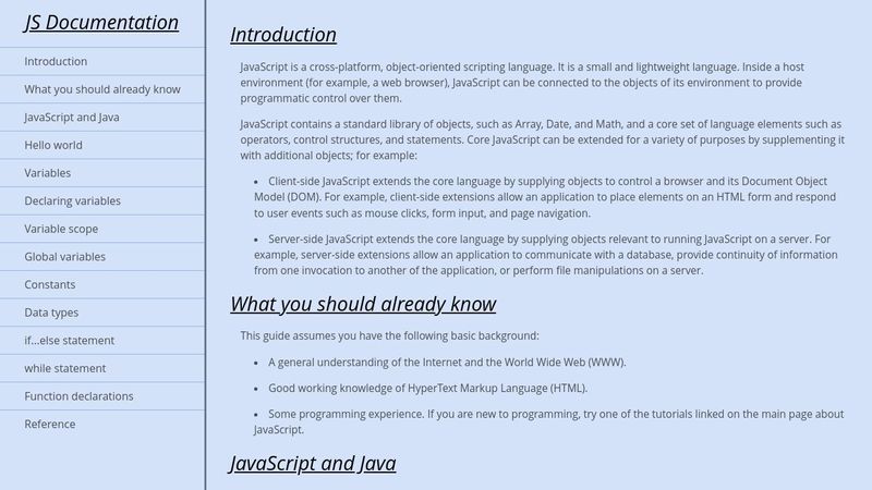 Technical documentation JS