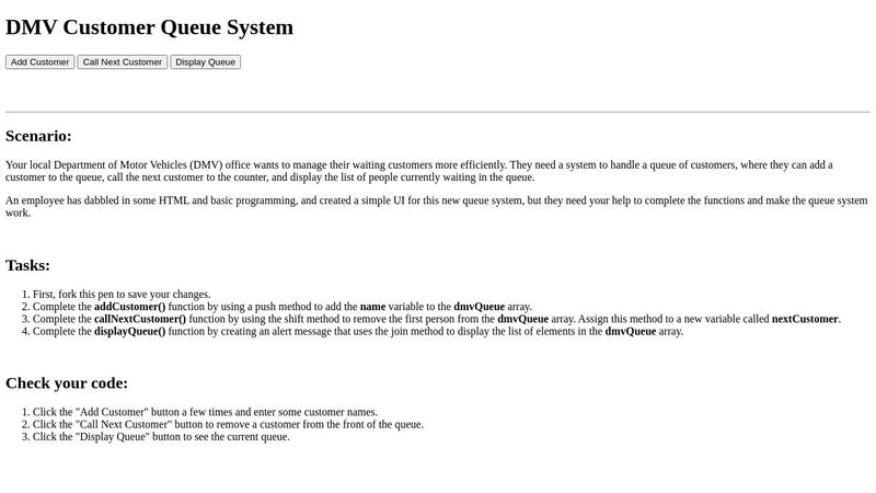 Array Practice: DMV Queue image.