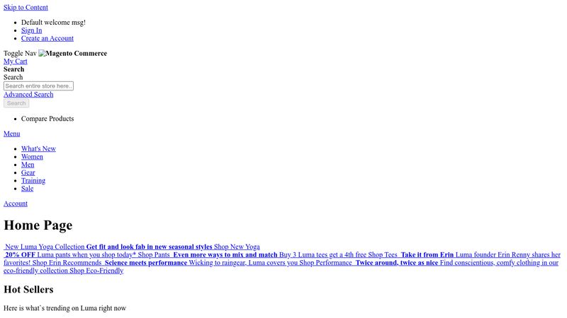 Magento Luma Homepage Base