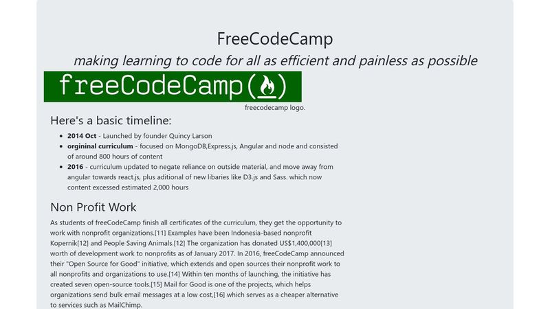 freeCodeCamp Project #1: Build a Tribute Page