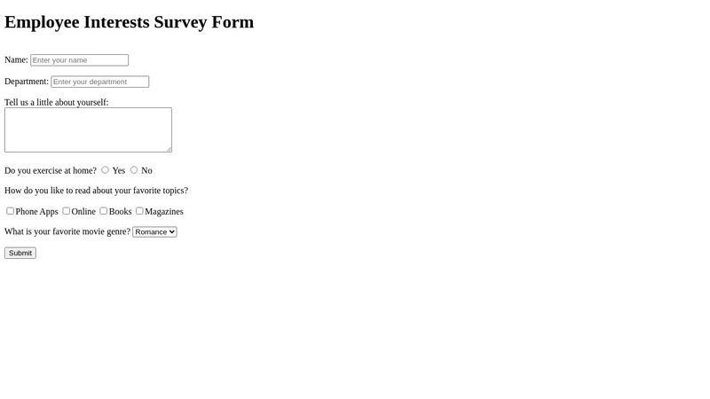 Html Survey Form