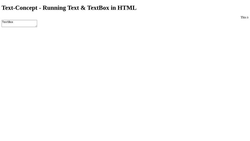 Text-Concept - Running Text & TextBox in HTML
