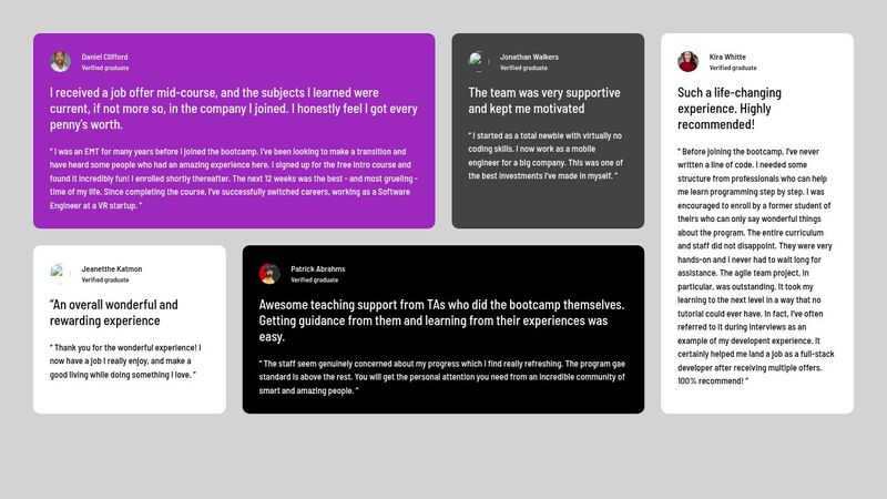 Testimonials CSS GRID AREAS