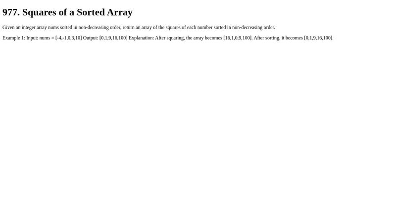 977. Squares of a Sorted Array