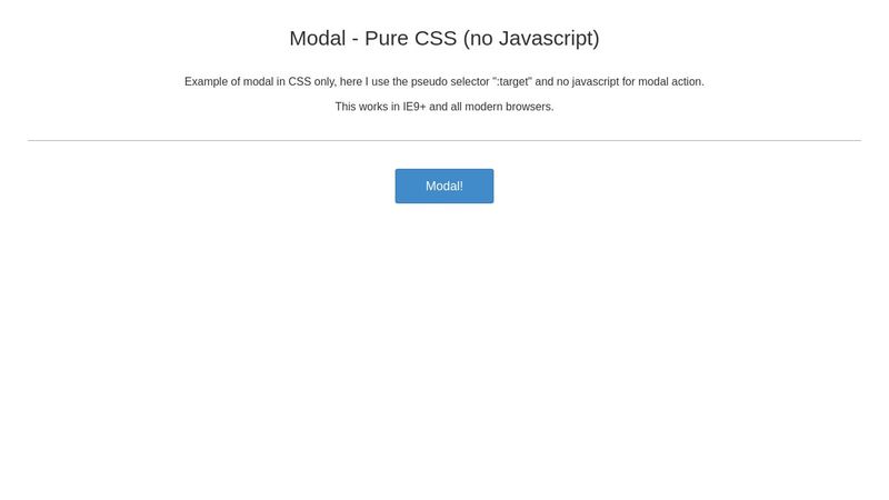 Modal - Pure CSS (no Javascript) image.