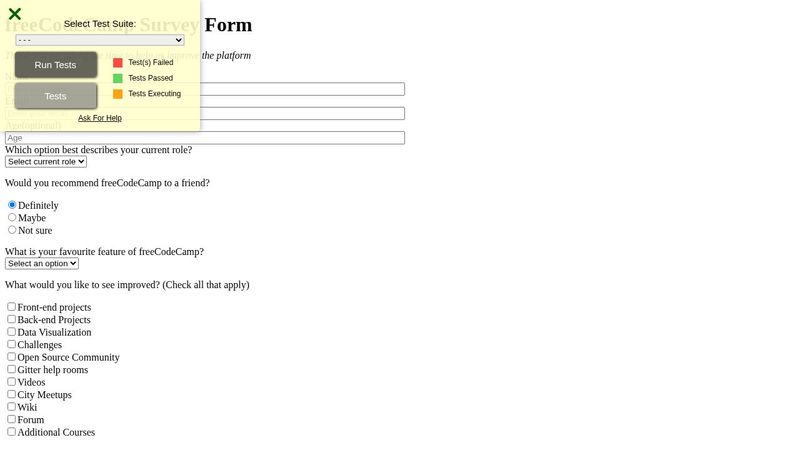 FreeCodeCamp - Responsive Web Design - Survey Form