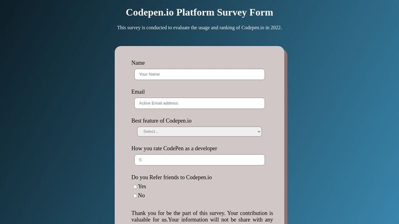 CodePen Survey Form