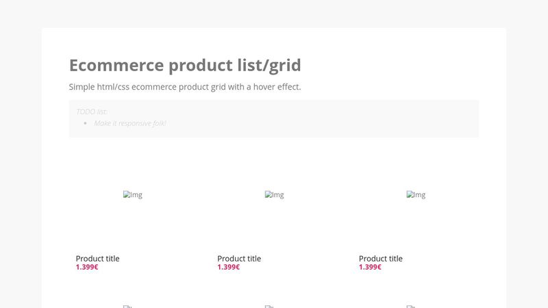Ecommerce product list/grid
