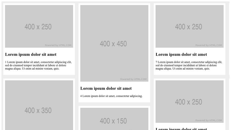 Flexbox masonary Pinterest style card layout