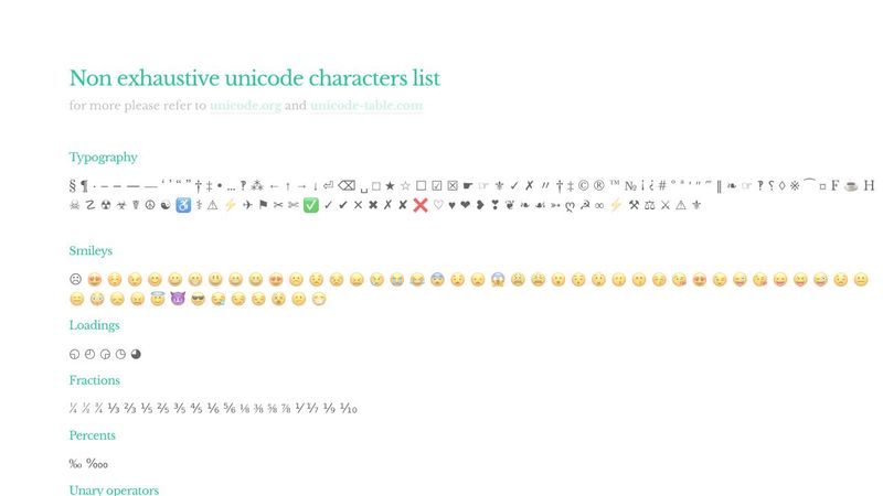 unicode-character-list