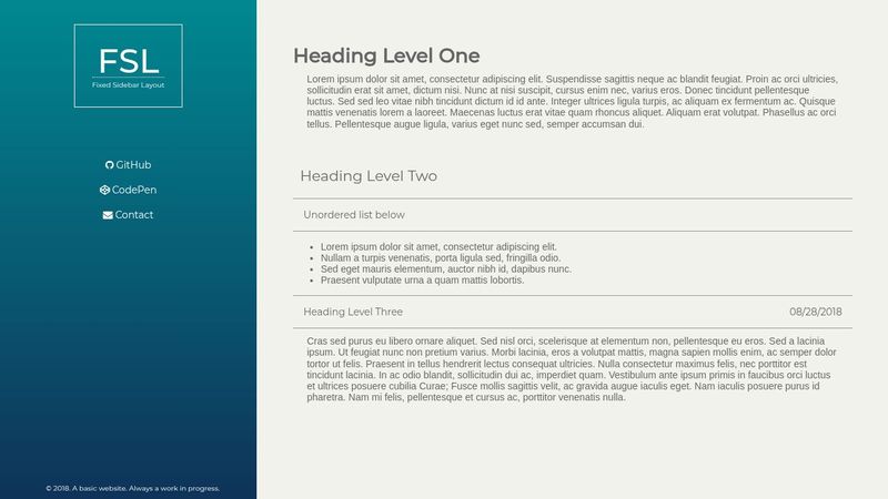 Fixed Sidebar layout