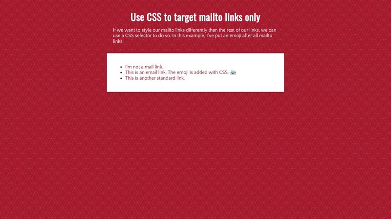 Use CSS to target mailto links only