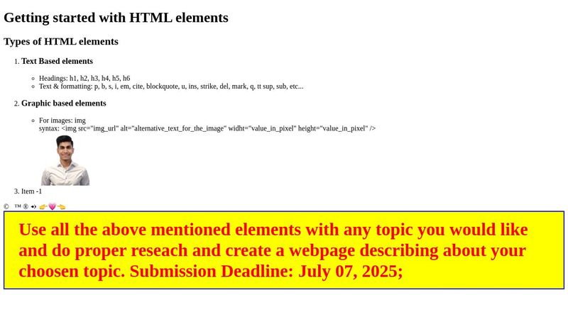 Getting started with HTML elements
