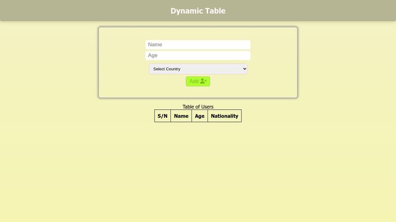 Dynamic Table
