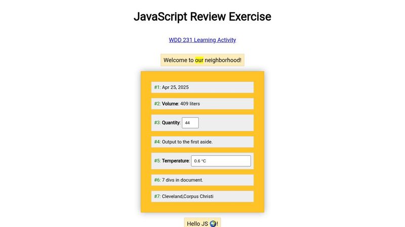 ๐ JavaScript Review Exercise
