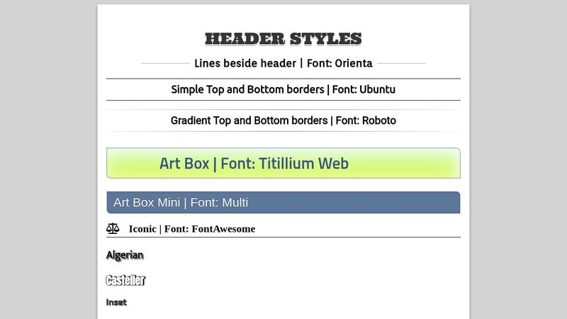Sample: CSS Header Styles