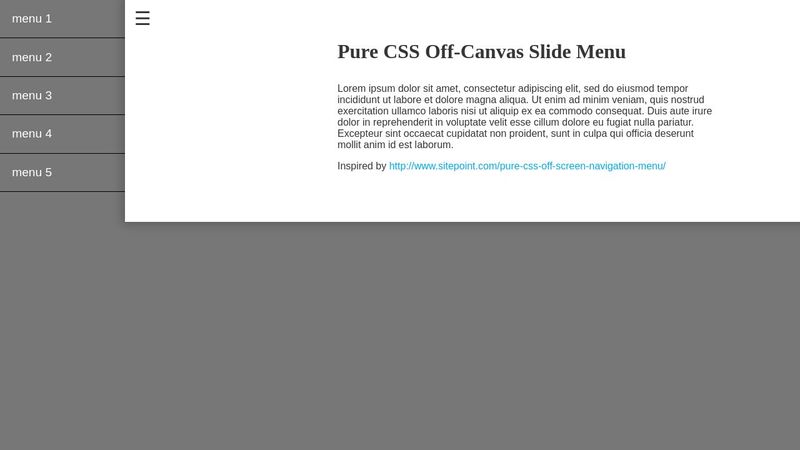 Pure CSS Off-Canvas Sliding Menu