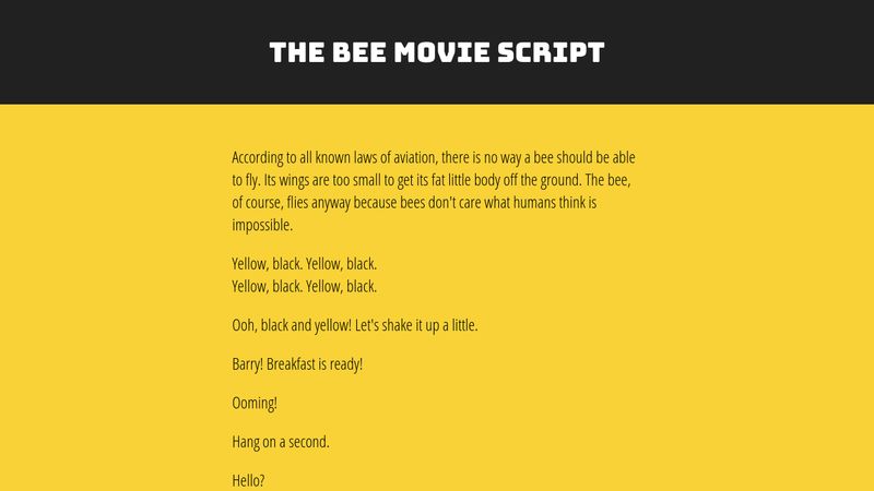 Bee Movie Script According to all known laws o