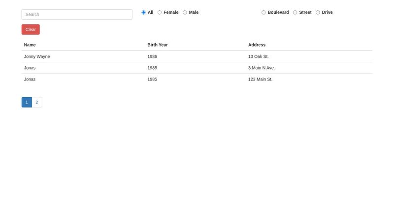 List.js with Multiple Filters, Search, and Pagination in Table Format