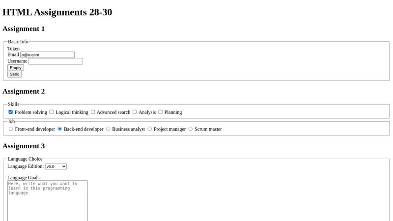 28-30 Assignments - HTML Elzero
