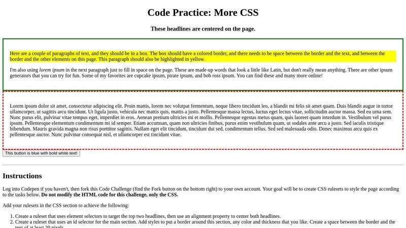 Code Practice: More CSS