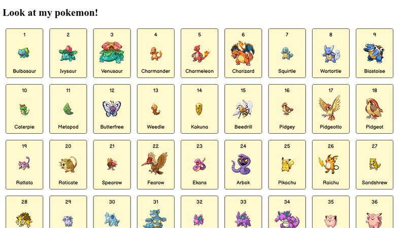 List of pokemons