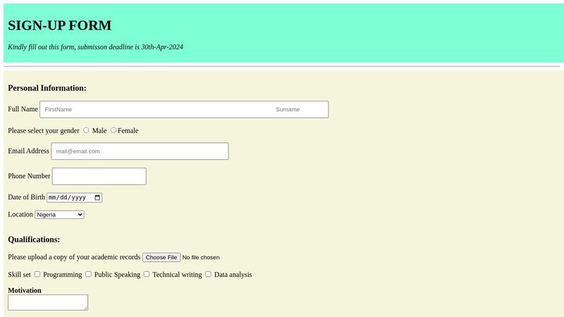 HTML FORMS (Assignment)
