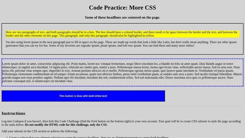 Code Practice: More CSS