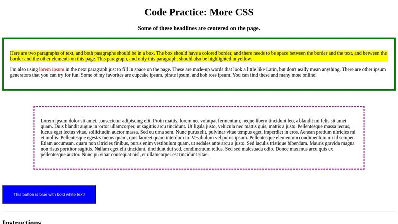 Code Practice: More CSS