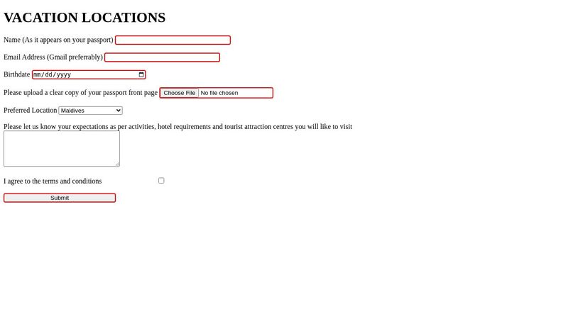HTML FORM ASSIGNMENT