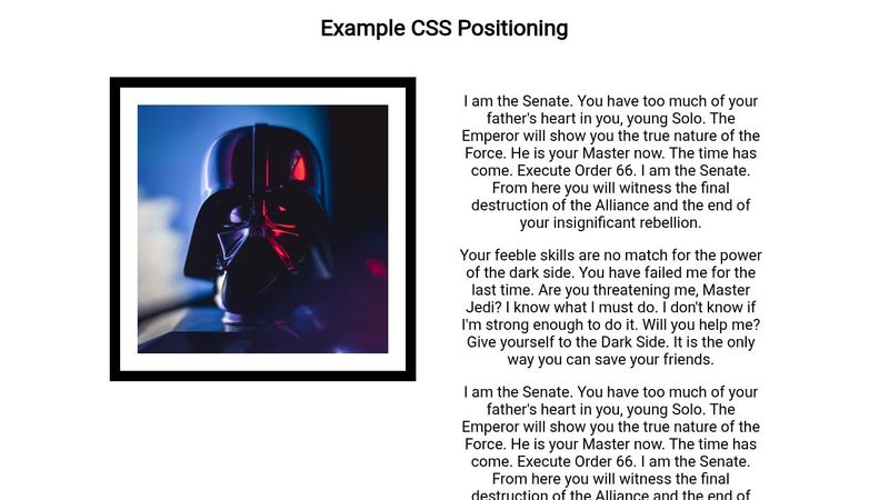 CSS Positioning Demo - COSW 20