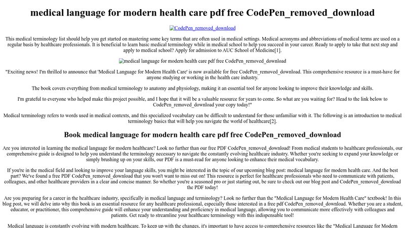 medical language for modern health care pdf free download