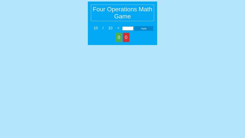 Four Operations Math Game