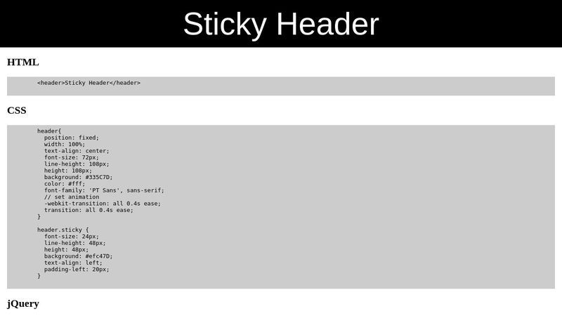 Animated Sticky Header
