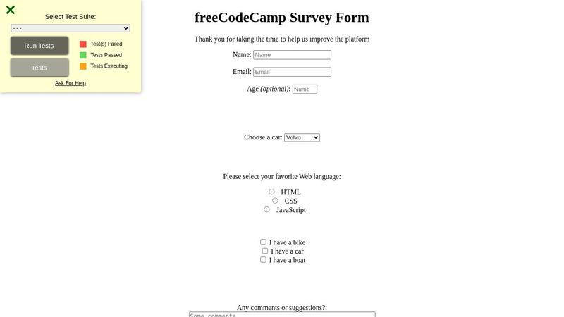 FCC/Responsive Web Design/Survey Form