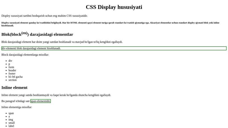 CSS Display