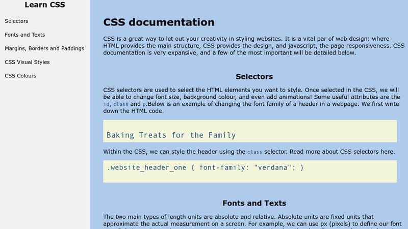 [COMPLETED] CSS documentation