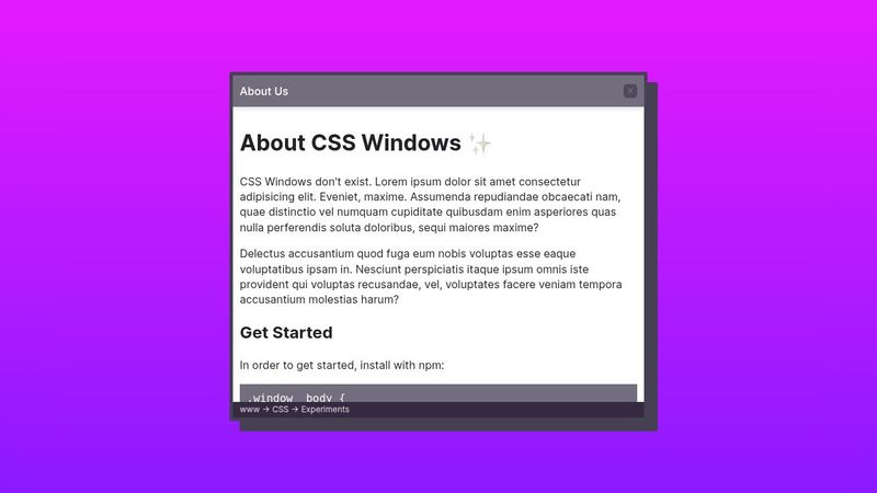 CSS Window / Modal