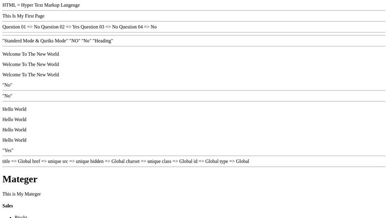 Assignments All Html