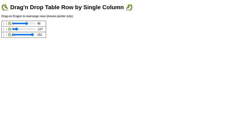 Drag and Drop Table Row by Single Column