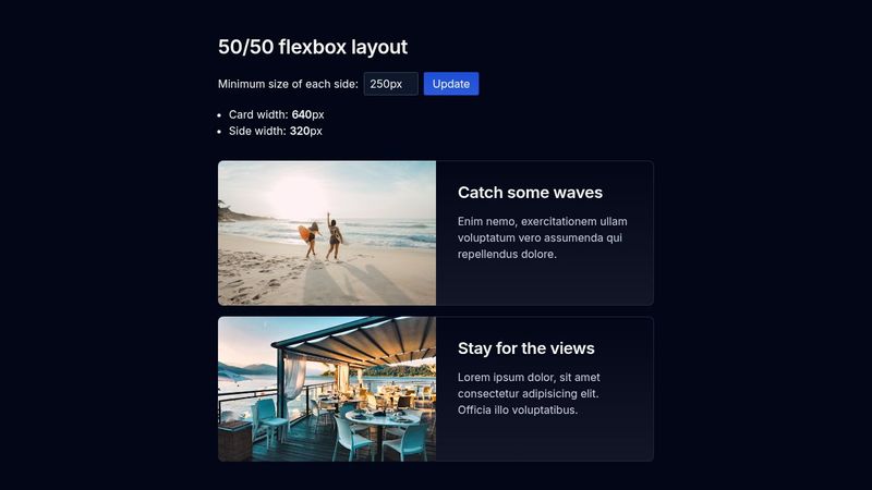 50/50 flexbox layout