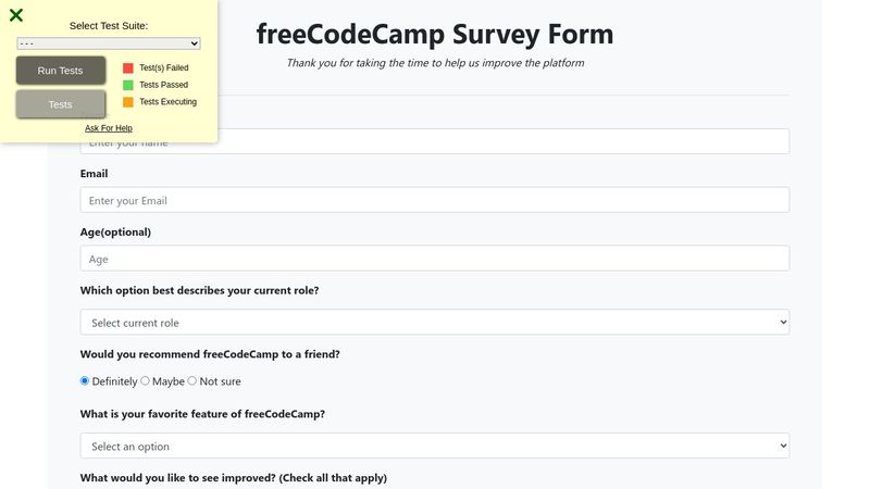 Survey Form - FreeCodeCamp
