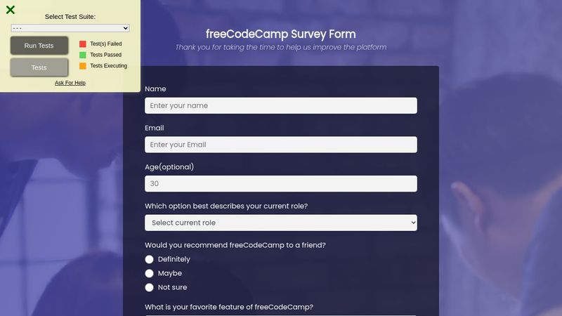 freeCodeCamp - Build a Survey Form