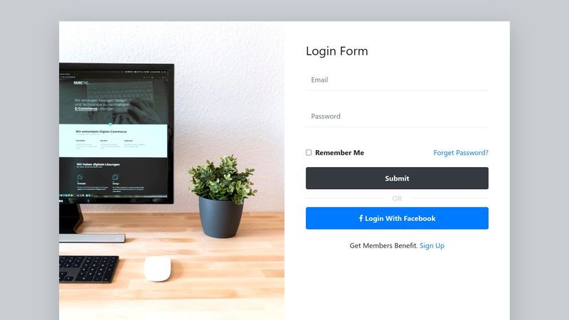 Simple login form with side demo image using bootstrap