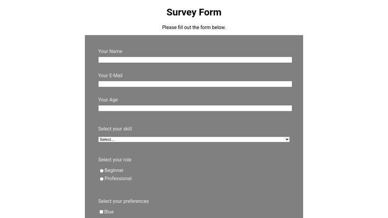Responsive Web Design Projects: Build a Survey Form