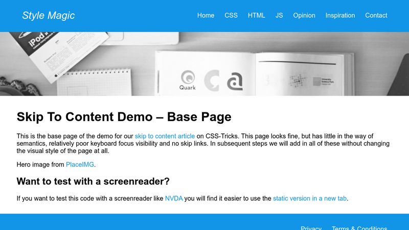 Skip To Content Demonstration - Base Page